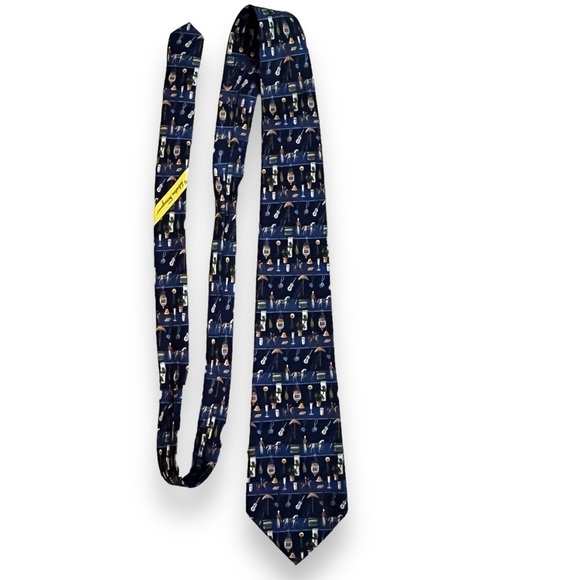 Salvatore Ferragamo 100% Silk Neck Tie Novelty Micro Print Blue Italy - Picture 6 of 8